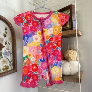 Little Sleepies Bamboo Shortie Pink Floral 6/12M